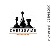 Chess Game Logo Simple Chess Piece Design Minimalist Silhouette Illustration