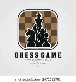 chess game logo vector vintage illustration design, duel fight sign or symbol