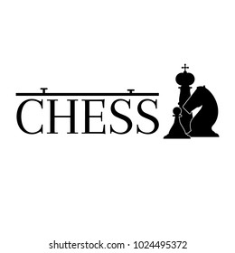 Chess game logotype illustration. King, knight and pawn figures