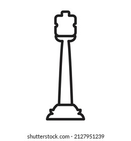 Chess game outline vector icon.Outline vector illustration of queen. Isolated illustration of chess game icon on white background.