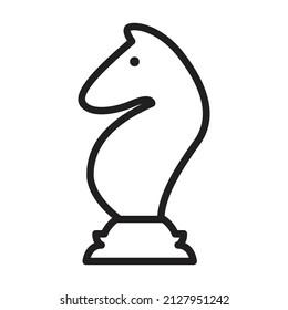 Chess game outline vector icon.Outline vector illustration of horse. Isolated illustration of chess game icon on white background.