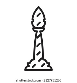 Chess game outline vector icon.Outline vector illustration of knight. Isolated illustration of chess game icon on white background.