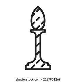 Chess game outline vector icon.Outline vector illustration of knight. Isolated illustration of chess game icon on white background.