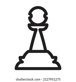 Chess game outline vector icon.Outline vector illustration of pawn. Isolated illustration of chess game icon on white background.
