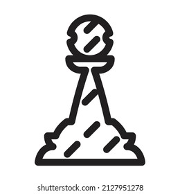 Chess game outline vector icon.Outline vector illustration of pawn. Isolated illustration of chess game icon on white background.