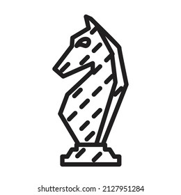 Chess game outline vector icon.Outline vector illustration of horse. Isolated illustration of chess game icon on white background.