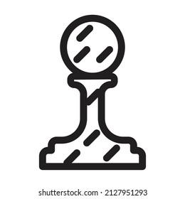 Chess game outline vector icon.Outline vector illustration of pawn. Isolated illustration of chess game icon on white background.