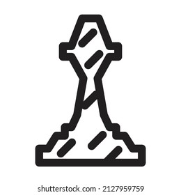 Chess game outline vector icon.Outline vector illustration of pawn. Isolated illustration of chess game icon on white background.