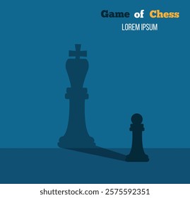 Chess Game Pawn Reflecting as Queen on the Wall Shadow. Sports activity and business concept vector art