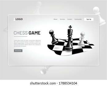 Chess Game Pieces 3D Landing Page