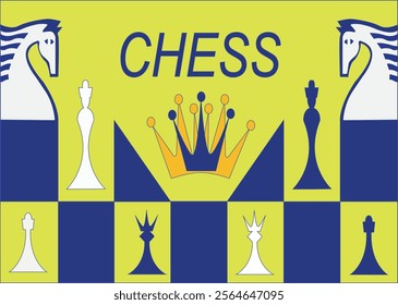 chess, game, pieces, horse, pawn, checkmate, board, entertainment, leisure, colors, picture, landscape, vector, illustration