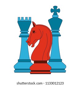 Chess game pieces pop colors