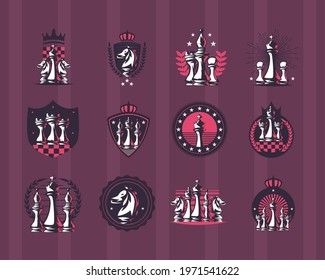 Chess game pieces symbol collection