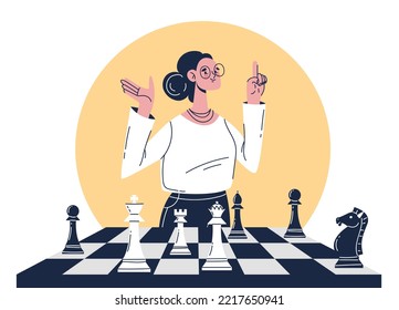 Chess game playboard strategy analysis abstract concept. Vector graphic design illustration element