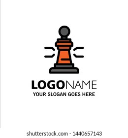 Chess, Game, Player, King, Poker Business Logo Template. Flat Color