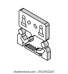 chess game playing gamer isometric icon vector. chess game playing gamer sign. isolated symbol illustration