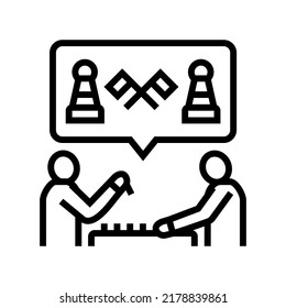 chess game playing gamer line icon vector. chess game playing gamer sign. isolated contour symbol black illustration