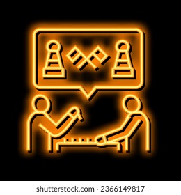chess game playing gamer neon light sign vector. chess game playing gamer illustration