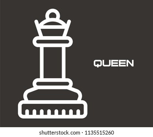 CHESS GAME QUEEN BUTTON VECTOR ICON