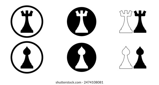 Chess. The game. Rook and officer. Illustration.