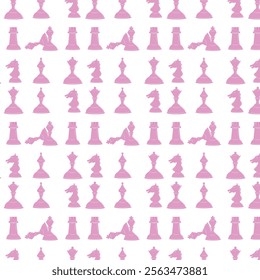 Chess Game Seamless Pattern with Transparent Background