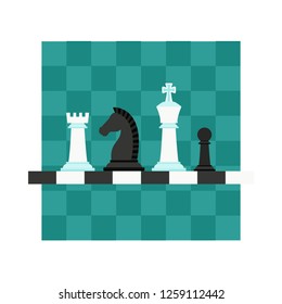 Chess game. Strategy.  Flat vector illustration for web  design. Business concept, strategic planning.