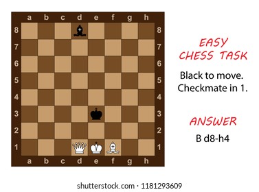 Chess game. Task for beginners. Checkmate in 1 move. 