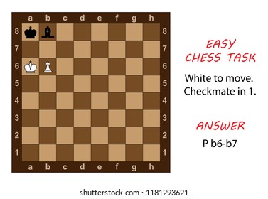 Chess game. Task for beginners. Checkmate in 1 move. 