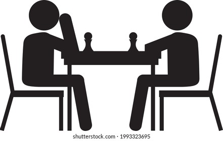 Ilustración de icono del vector del juego de ajedrez en blanco y negro