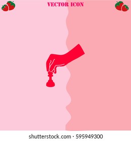 Chess game vector  icon. Strawberry Background.