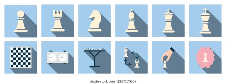 Chess game vector set vector design. Flat style. Vector illustration.