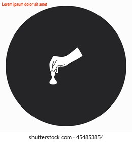 Chess game web icon. Gray circle button with white illustration.