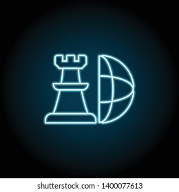 chess, global neon icon. Simple thin line, outline vector of Business global icons for UI and UX, website or mobile application on dark blue gradient background