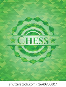 Chess green emblem. Mosaic background. Vector Illustration. Detailed.