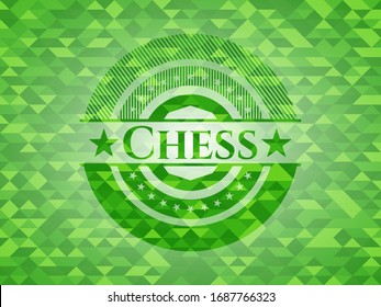 Chess green emblem. Mosaic background. Vector Illustration. Detailed.