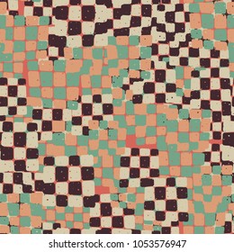 Chess groups of smoothed quadrangles of different colors are chaotically located on the surface. Seamless chess camouflage.