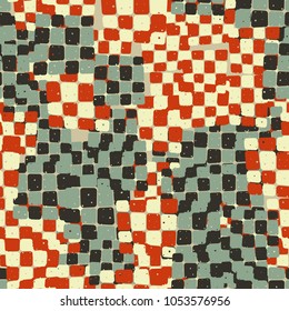Chess groups of smoothed quadrangles of different colors are chaotically located on the surface. Seamless chess camouflage.