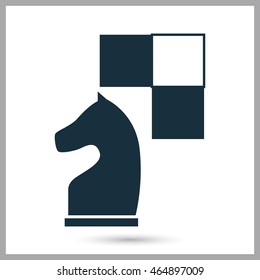 Chess horse and board icon on the background