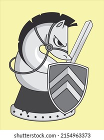CHESS HORSE CHARACHTER VECTOR ILLUSTRATION