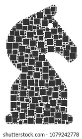 Chess Horse composition icon of rectangles and circles in different sizes. Vector objects are composed into chess horse mosaic design concept.