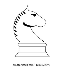 Chess horse game symbol in black and white