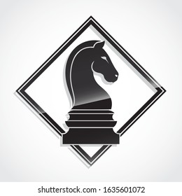chess horse gnight elegant shape square logo