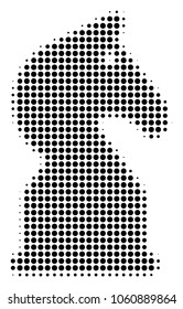 Chess Horse halftone vector pictogram. Illustration style is dotted iconic Chess Horse icon symbol on a white background. Halftone pattern is circle items.