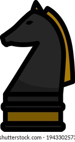 Chess Horse Icon. Editable Bold Outline With Color Fill Design. Vector Illustration.