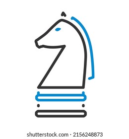 Chess Horse Icon. Editable Bold Outline With Color Fill Design. Vector Illustration.