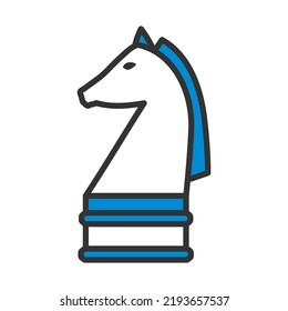 Chess Horse Icon. Editable Bold Outline With Color Fill Design. Vector Illustration.