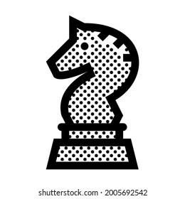 Chess Horse. Icon Filled with Dots.