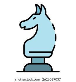 Chess horse icon. Outline chess horse vector icon color flat isolated