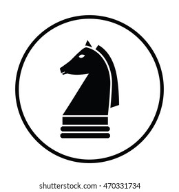 Chess horse icon. Thin circle design. Vector illustration.