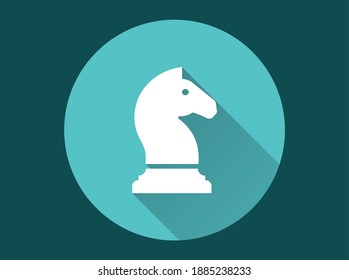 Chess horse icon. Vector illustration with long shadow.